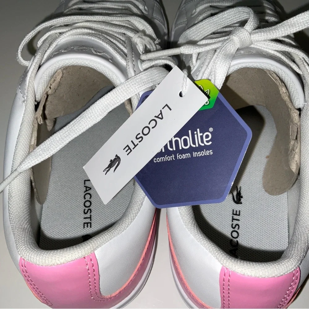 NIB Women’s Lacoste Lerond Sneakers White & Pink Size 6 - Picture 4 of 6